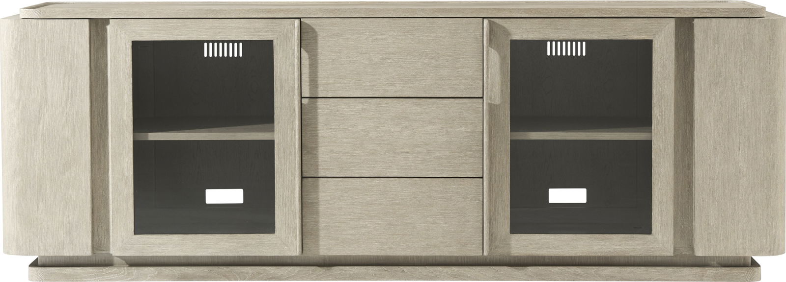 Theodore Alexander Gray Oak Media Console with Glass Doors (1 of 1)