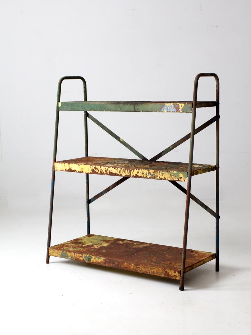 Vintage Industrial Metal Shelving Unit Distressed Finish (1 of 14)