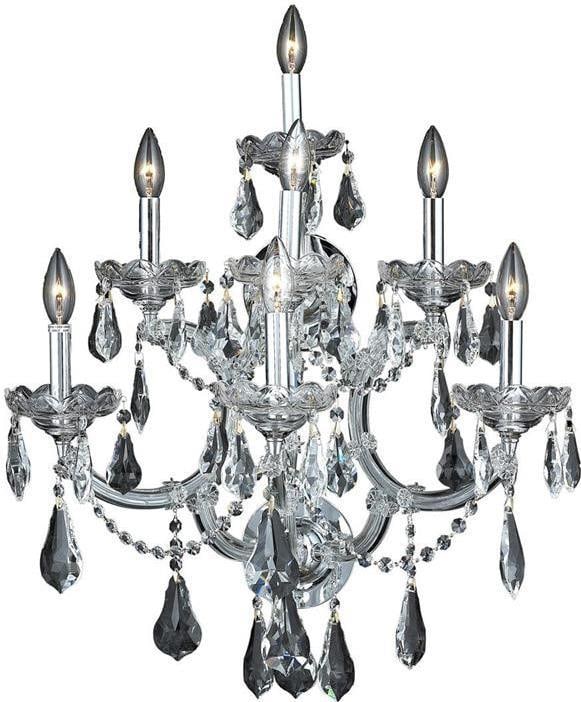 Maria Theresa Baroque Wall Sconce 7-Light Chrome Crystal Elegant Lighting: Maria Theresa Baroque Wall Sconce 7-Light Chrome Crystal Elegant Lighting Illuminate your space with this exquisite wall sconce from the Maria Theresa Collection. Crafted in a vintage style, this eleg
