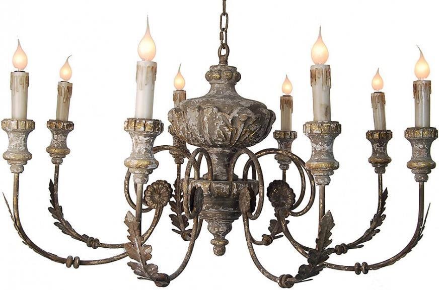 Provence Home Dove Gray Wooden Bowl Chandelier 19H 35.5W European Style (1 of 2)