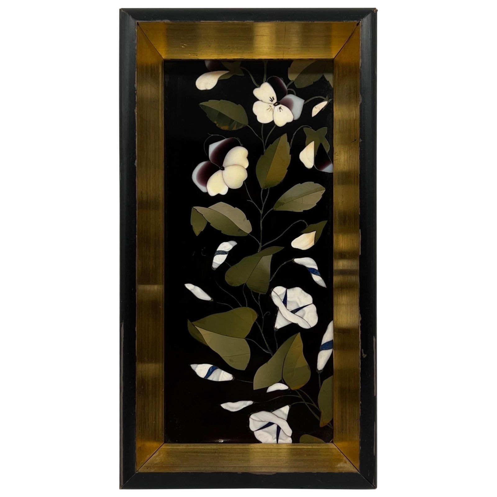 Italian Pietra Dura Plaque with Floral Motif in Giltwood Frame 19th Century (1 of 6)