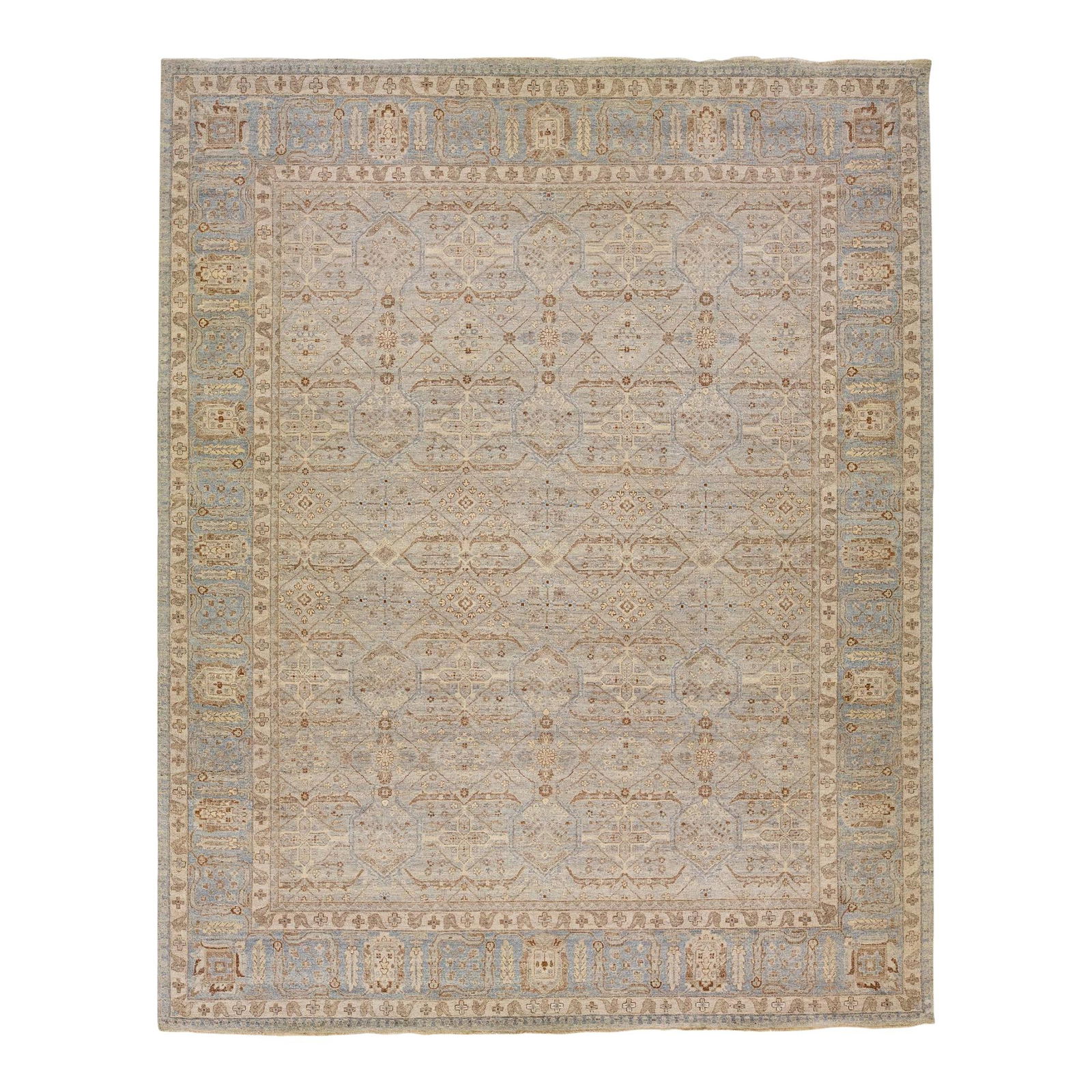 Oversized Blue Wool Geometric Rug 13' x 16'2" (1 of 8)