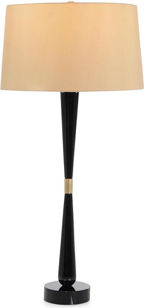 John-Richard Noir Buffet Lamp 41.75H Off-White Shade Brass Finial (1 of 2)