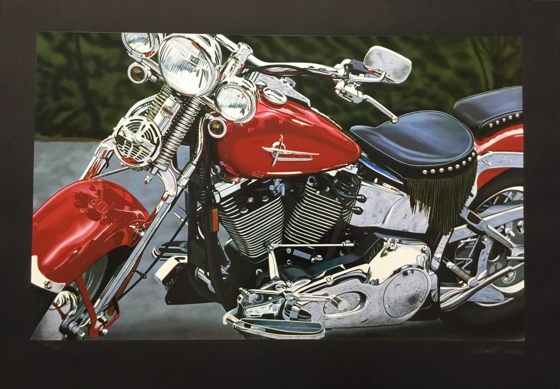 Scott Jacobs Ruby Harley Davidson Signed Limited Edition Serigraph 30x44 (1 of 5)