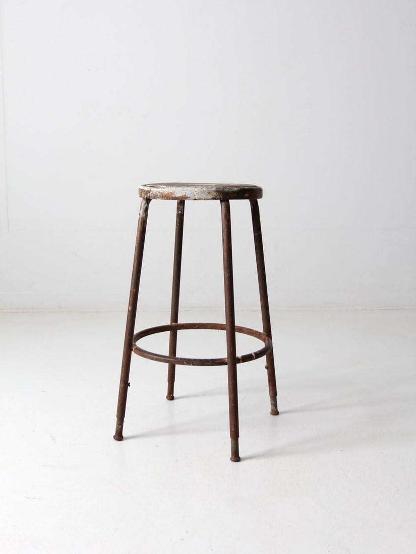 Vintage Industrial Metal Workshop Stool 26.5 Inch Height (1 of 9)