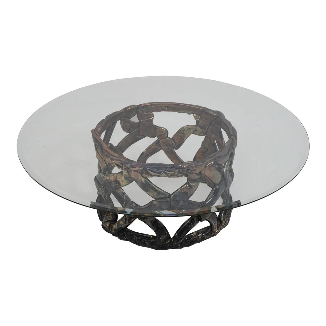 Vintage Mid Century Modern Brutalist Coffee Table with Glass Top (1 of 8)