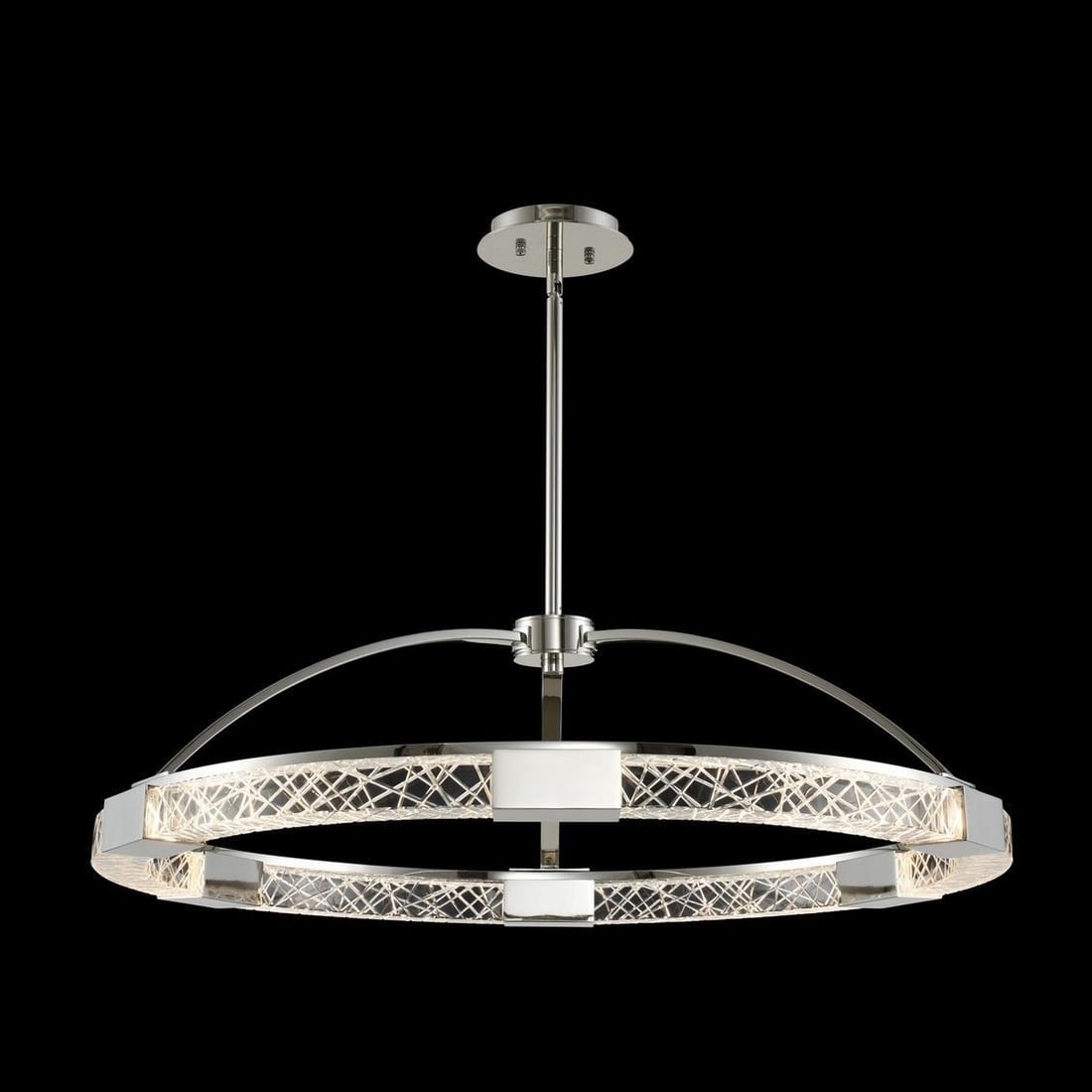 Kalco Athena 32 Inch LED Pendant Light Contemporary Crystal Polished Nickel: Kalco Athena 32 Inch LED Pendant Light Contemporary Crystal Polished Nickel Illuminate your space with the Elegant Contemporary Athena 32-Inch Pendant. This stunning LED pendant light features a recta