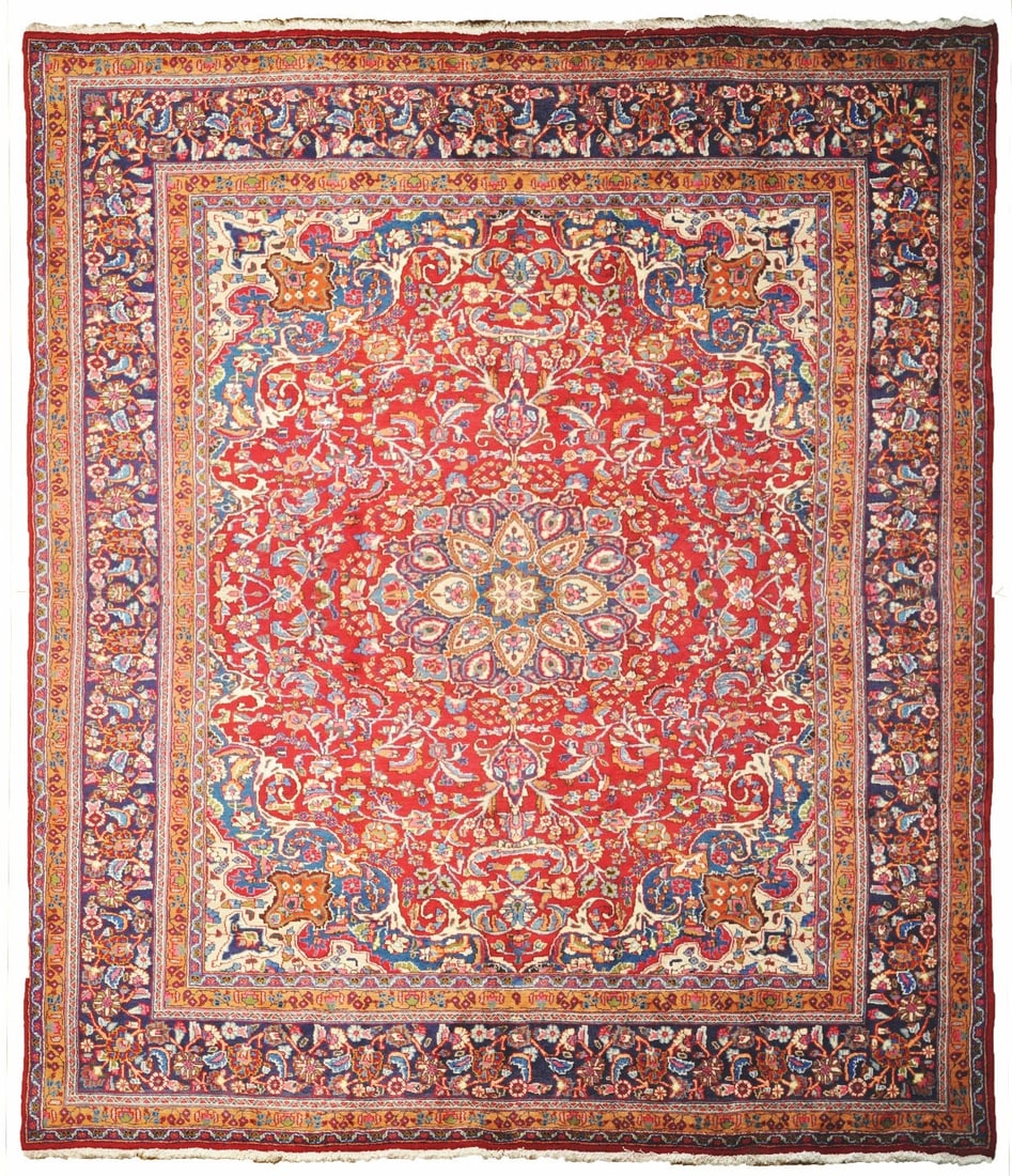Red Semi Antique Persian Sheik Safi Rug 9.6 x 12.11 Handcrafted in Iran (1 of 6)