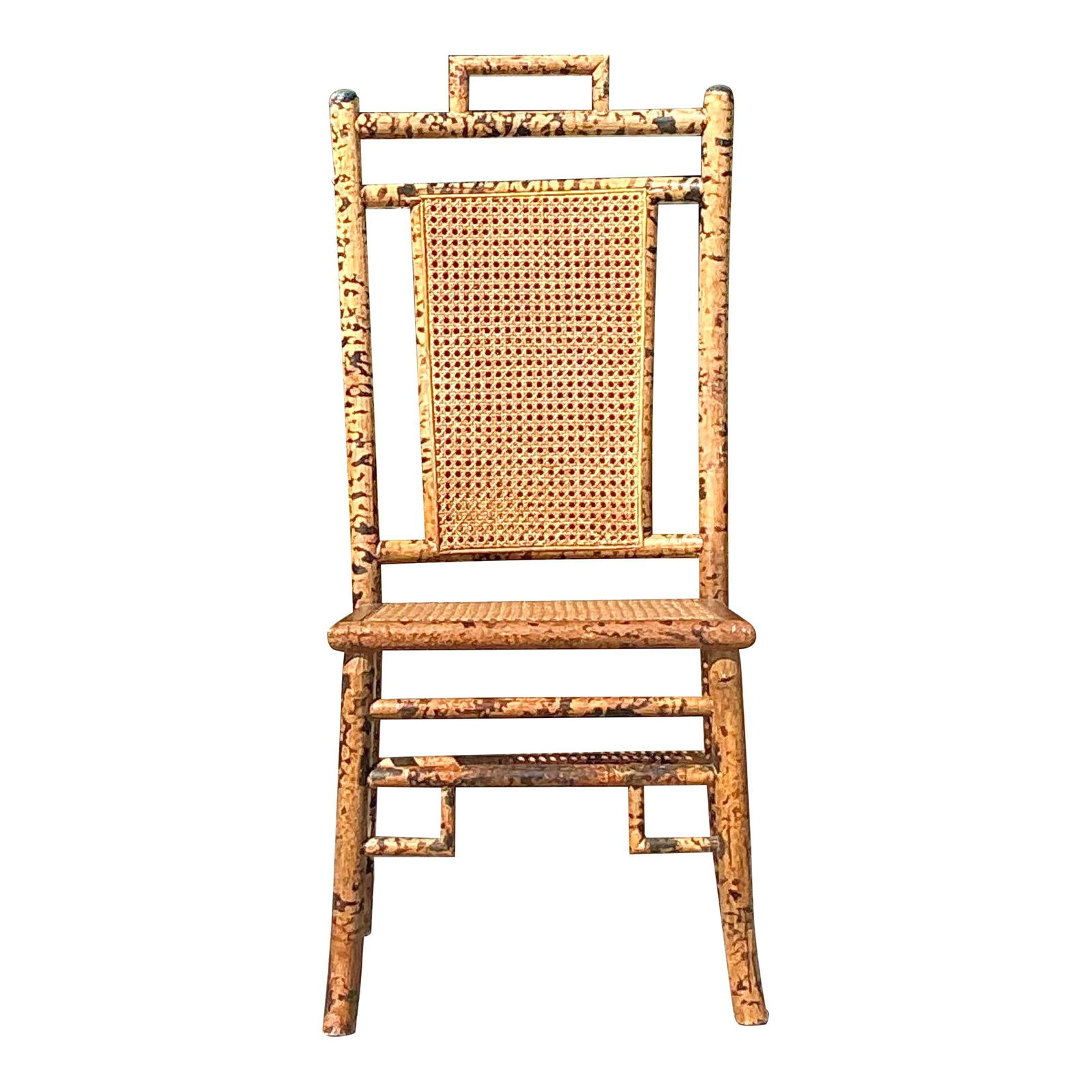 Rare Vintage Coastal Tortoise Bamboo Cane Chair with Pagoda Top (1 of 6)