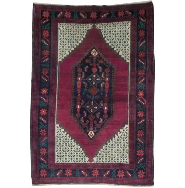 4.7 x 7 Carmine Handmade Kazak Rug Vintage Caucasian Design (1 of 7)