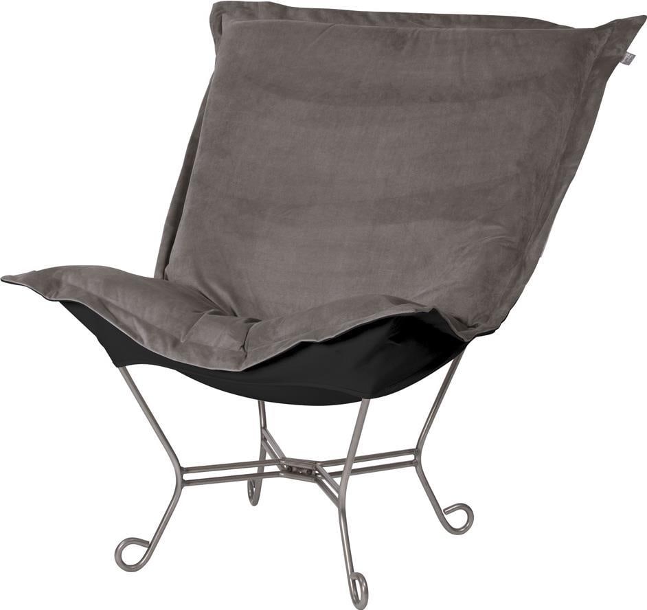 Howard Elliott Bella Contemporary Pewter Scroll Puff Chair: Howard Elliott Bella Contemporary Pewter Scroll Puff Chair Experience unparalleled comfort with the Bella Pewter Chair, designed to elevate your living space. This contemporary scroll puff chair featu