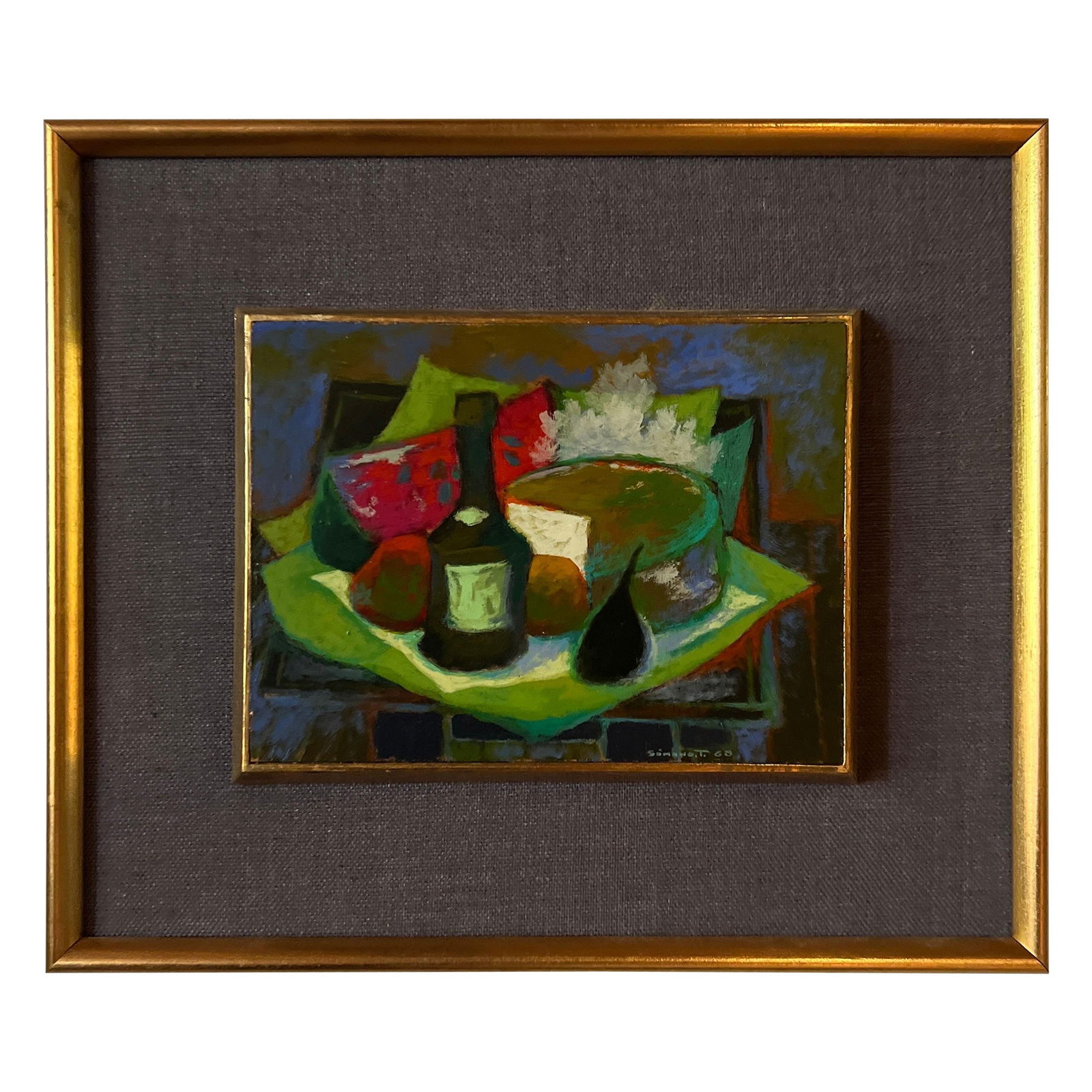 Jose Samano Torres 1960 Modernist Abstract Still Life Giltwood Frame: Jose Samano Torres 1960 Modernist Abstract Still Life Giltwood Frame Discover a stunning modernist abstract still life by renowned Mexican artist Jose Samano Torres, created in 1960. This captivating