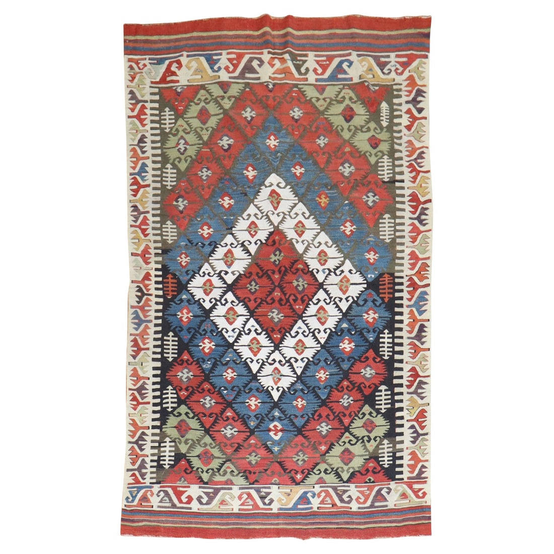 Late 19th Century Hand-Woven Turkish Geometric Kilim Wool 50 x 79 (1 of 9)
