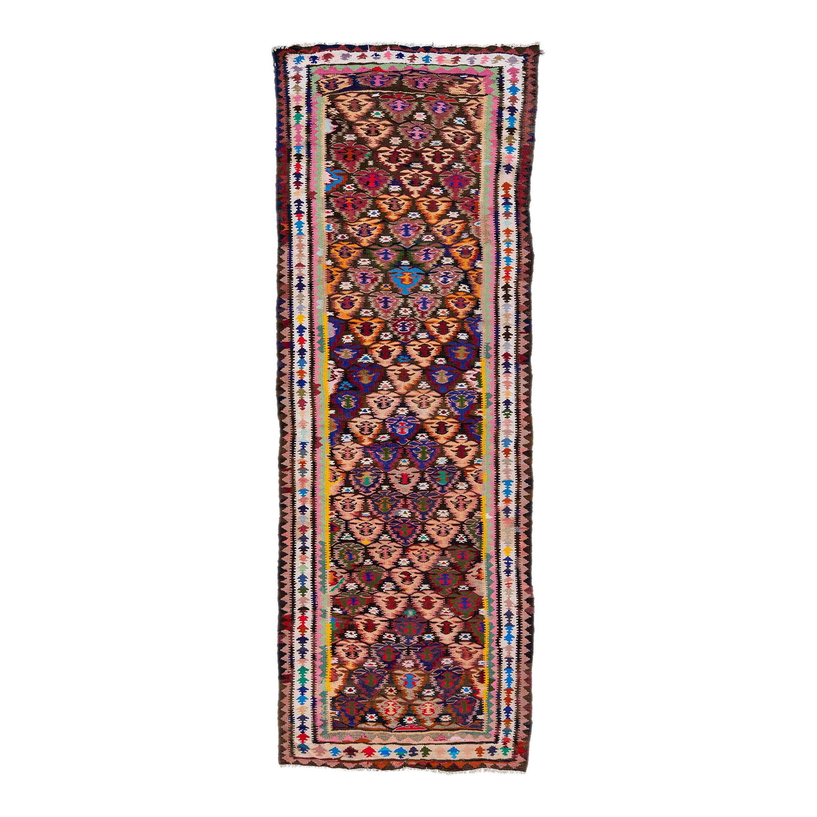 Vintage Turkish Kilim Handmade Wool Runner Multicolor Tribal Design (1 of 10)