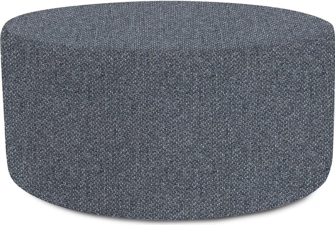 Howard Elliott Round Indigo Ottoman Panama Collection: Howard Elliott Round Indigo Ottoman Panama Collection Enhance your living space with this stylish Indigo Ottoman, expertly crafted by Howard Elliott. This hand-finished round pouf adds a touch of eleg