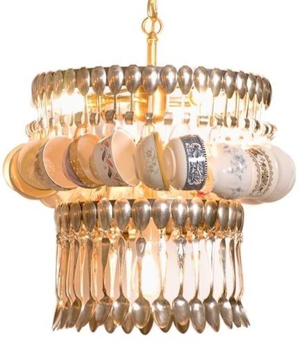 Handmade Rustic European Spoon Chandelier Silver Plate 4-Light: Handmade Rustic European Spoon Chandelier Silver Plate 4-Light Illuminate your space with this stunning Unique Upcycled Spoon Chandelier Fixture. This exquisite lighting piece is hand-made using a ble