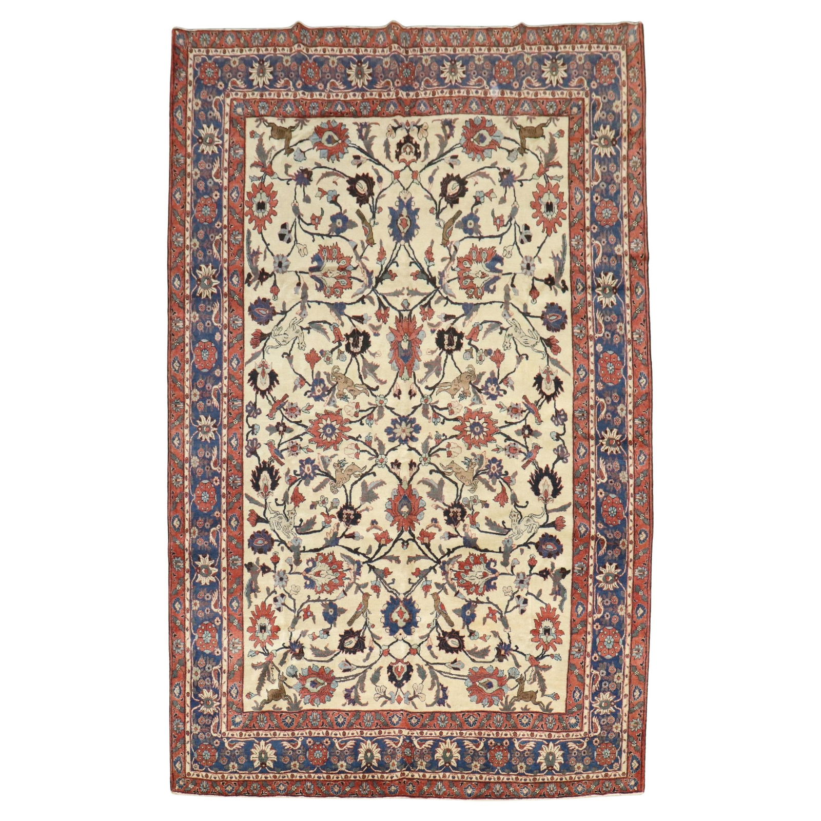 19th Century Persian Tehran Floral Kashan Rug Wool 82 x 124 (1 of 10)