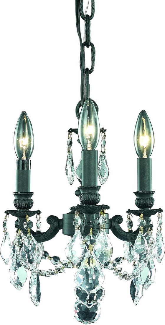 Elegant Lighting Petite Lille 3-Light Dark Bronze Chandelier (1 of 1)