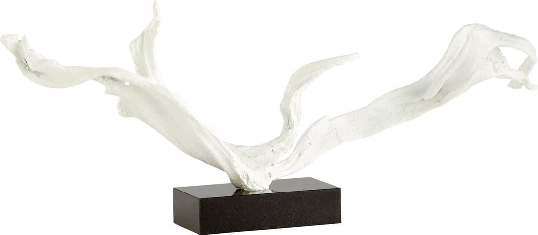 Cyan Lorelei White Iron & Granite Sconce 14.5H 30.5L: Cyan Lorelei White Iron & Granite Sconce 14.5H 30.5L Introducing a stunning Classic White Iron & Granite Sconce, perfect for adding an elegant touch to your decor. This sculpture features a beautiful