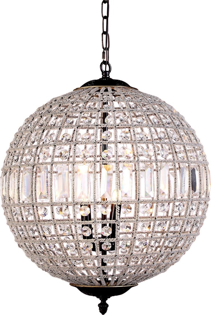Olivia Pendant Light Clear Crystal Dark Bronze Hollywood Regency Style (1 of 1)