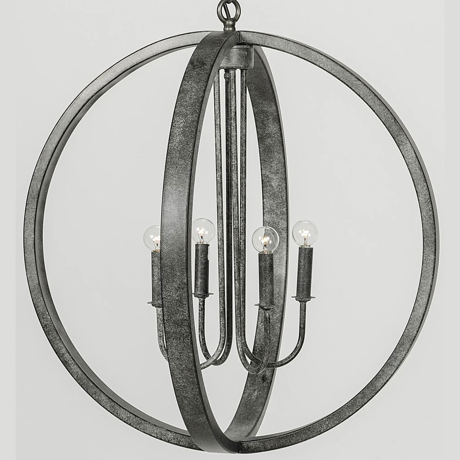 Noir Abel Industrial Pendant Light Steel 4 Bulb Hardwired (1 of 1)