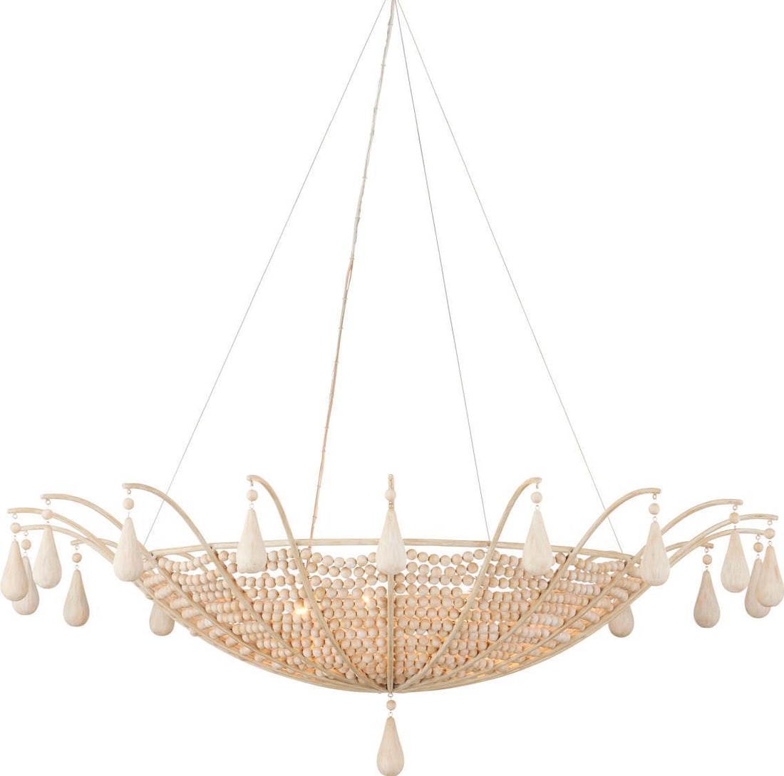 Currey Korg Sandstone Bowl Chandelier Adjustable Height Dimmable 5 Bulb (1 of 6)