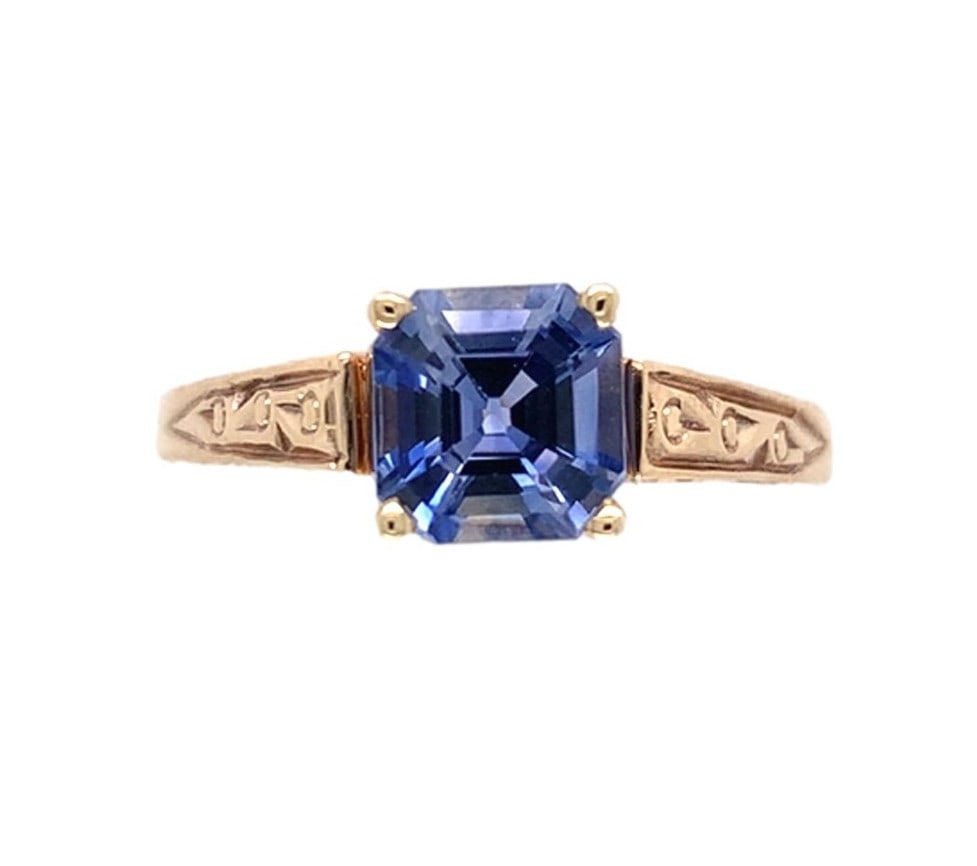 Vintage 14k Yellow Gold 1.06ct Ceylon Blue Sapphire Ring: Vintage 14k Yellow Gold 1.06ct Ceylon Blue Sapphire Ring Discover the elegance of this vintage 14k yellow gold ring featuring a stunning 1.06 carat genuine natural Ceylon blue sapphire. The ring showc