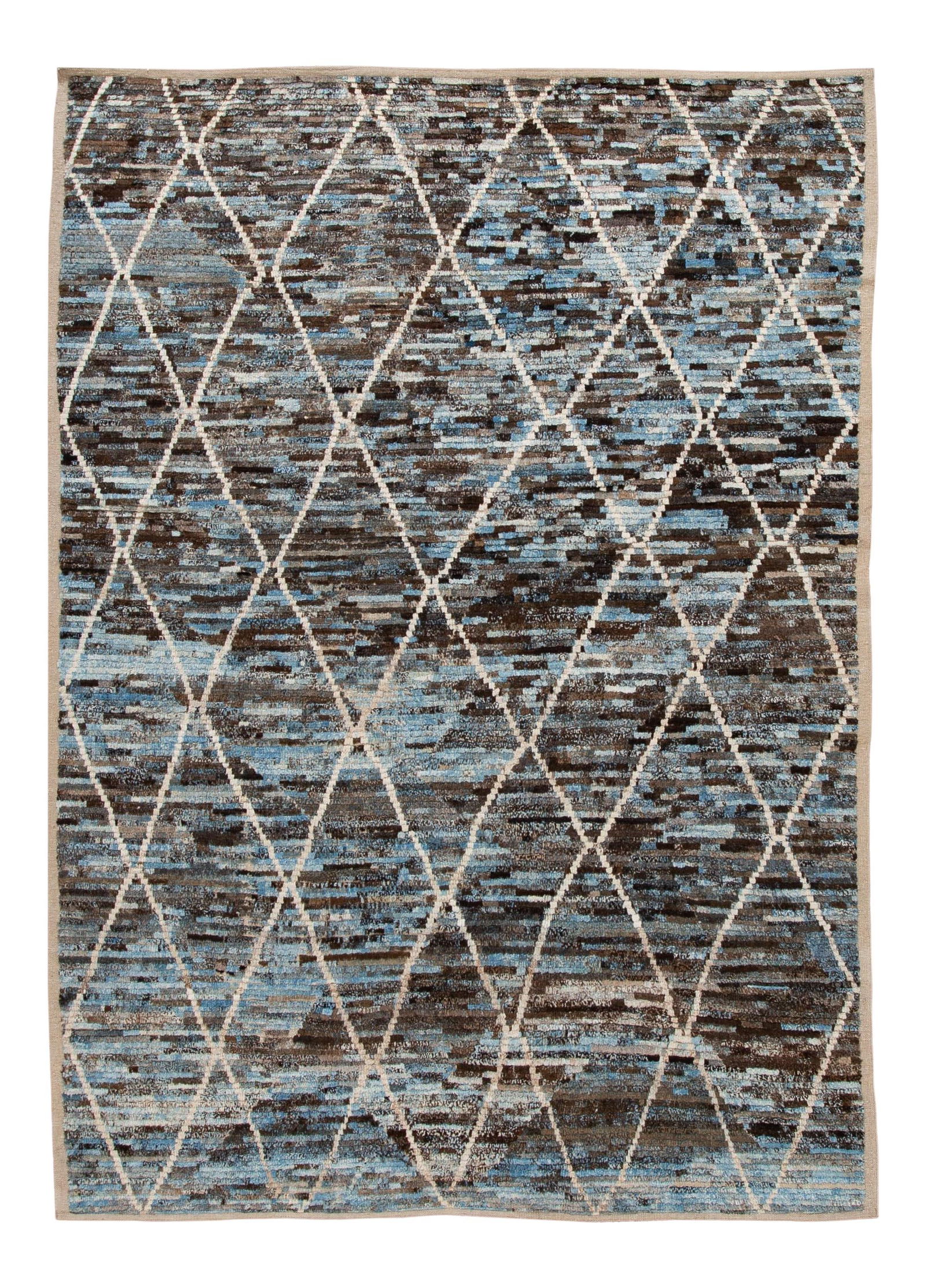 Modern Moroccan Wool Rug 6'10 x 9'5 Abstract Geometric Design (1 of 10)