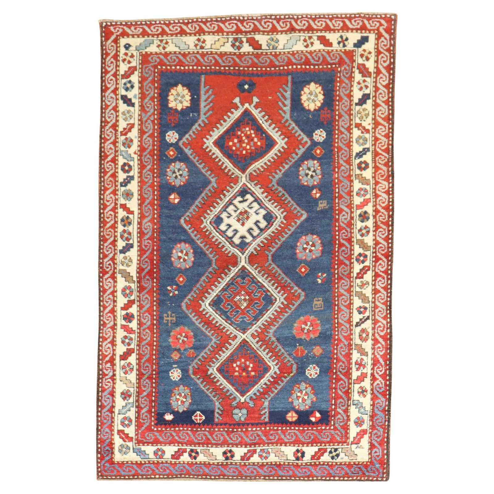 Antique Kazak Rug 38 x 59 Hand-Knotted Wool Early 20th Century (1 of 6)