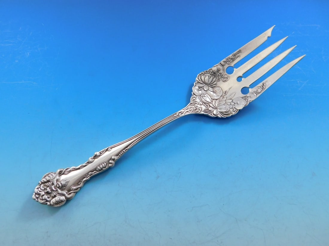 International Cleone Sterling Silver Cold Meat Fork 8 3/4" Greek Design (1 of 5)