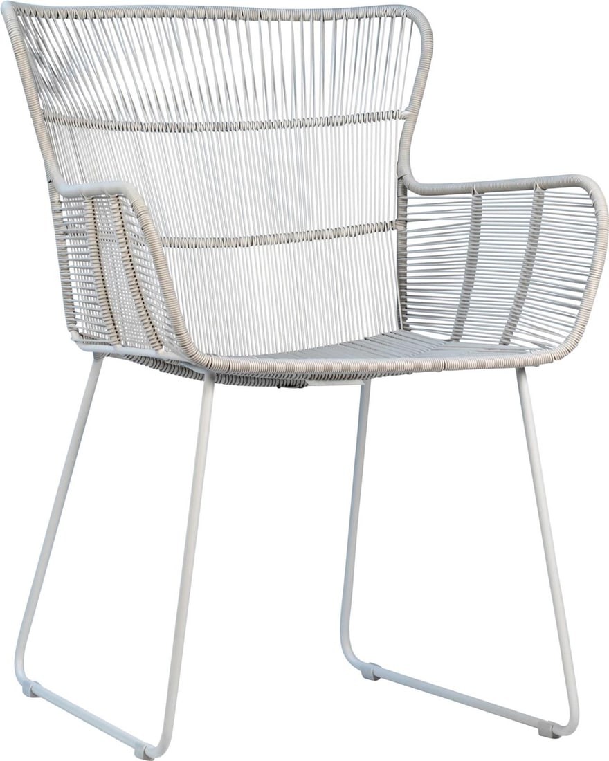 Modern Baxter White Outdoor Dining Chair Metal Frame Poly Rope (1 of 4)