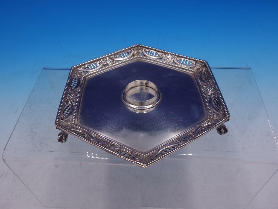 Vintage English Silver Tray for Inkwell with Lion Feet (1 of 6)