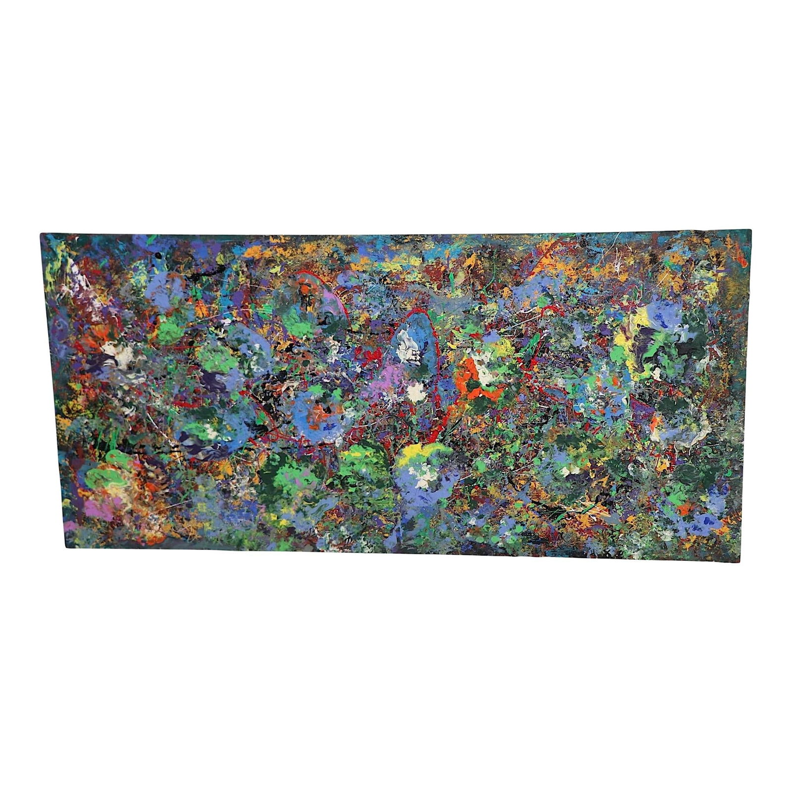 Hugh Oliver 2007 Acrylic Painting Death Valley Earthquake Abstract Blue: Hugh Oliver 2007 Acrylic Painting Death Valley Earthquake Abstract Blue This striking large abstract painting, entitled "Death Valley Earthquake" and dated 2007, is a captivating work reminiscent of J