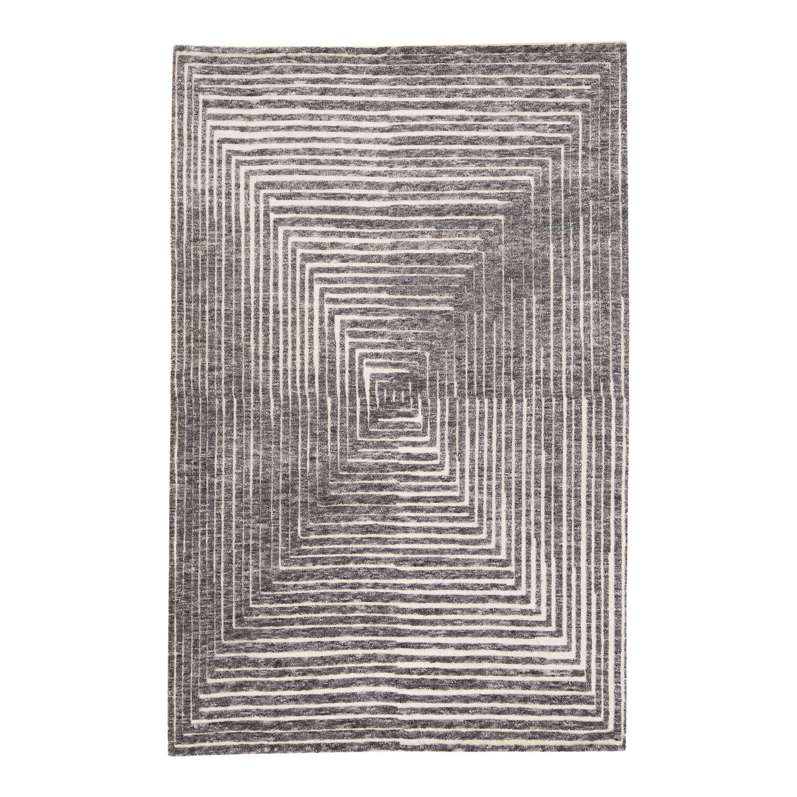 Apadana Safi Collection Gray Wool Moroccan Rug 5'1 x 7'10 Op Art Design: Apadana Safi Collection Gray Wool Moroccan Rug 5'1 x 7'10 Op Art Design Enhance your home decor with this exquisite modern Moroccan-style handmade wool rug from the Apadana's Safi Collection. Featurin