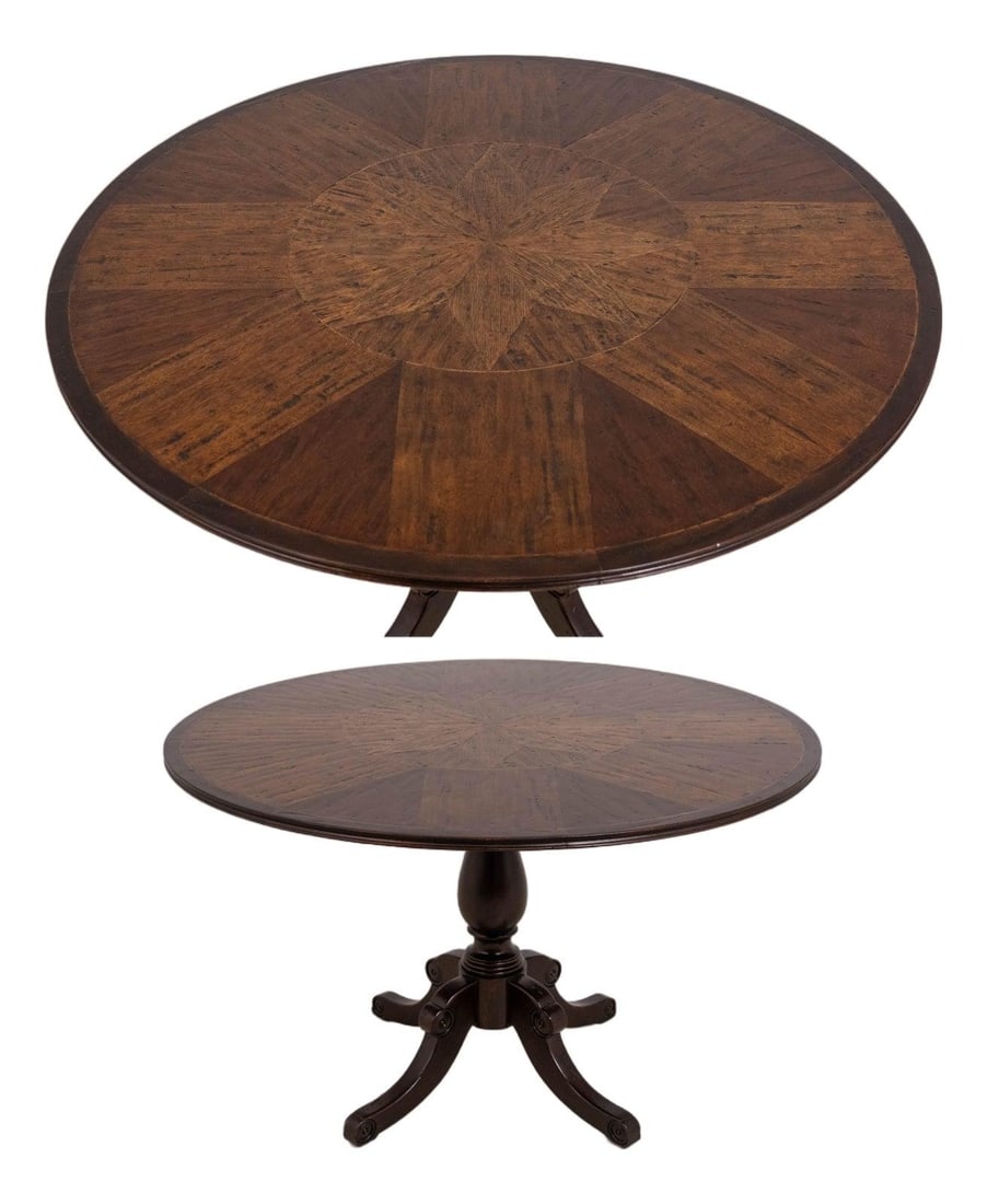 48 Inch Mahogany Jacoby Dining Table Circular Sunburst Top (1 of 10)
