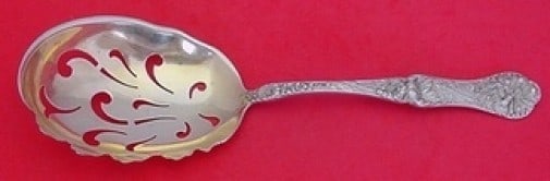 Mount Vernon Yetive Sterling Silver Gold Washed Macaroni Server 9 1/8": Mount Vernon Yetive Sterling Silver Gold Washed Macaroni Server 9 1/8" This elegant macaroni server features the exquisite Yetive pattern by Mount Vernon, crafted from high-quality sterling silver wit