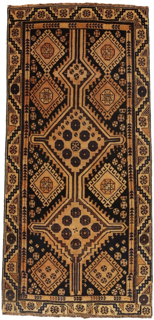 8'5" Tribal Vintage Hand-Knotted Wool Runner Rug (1 of 18)