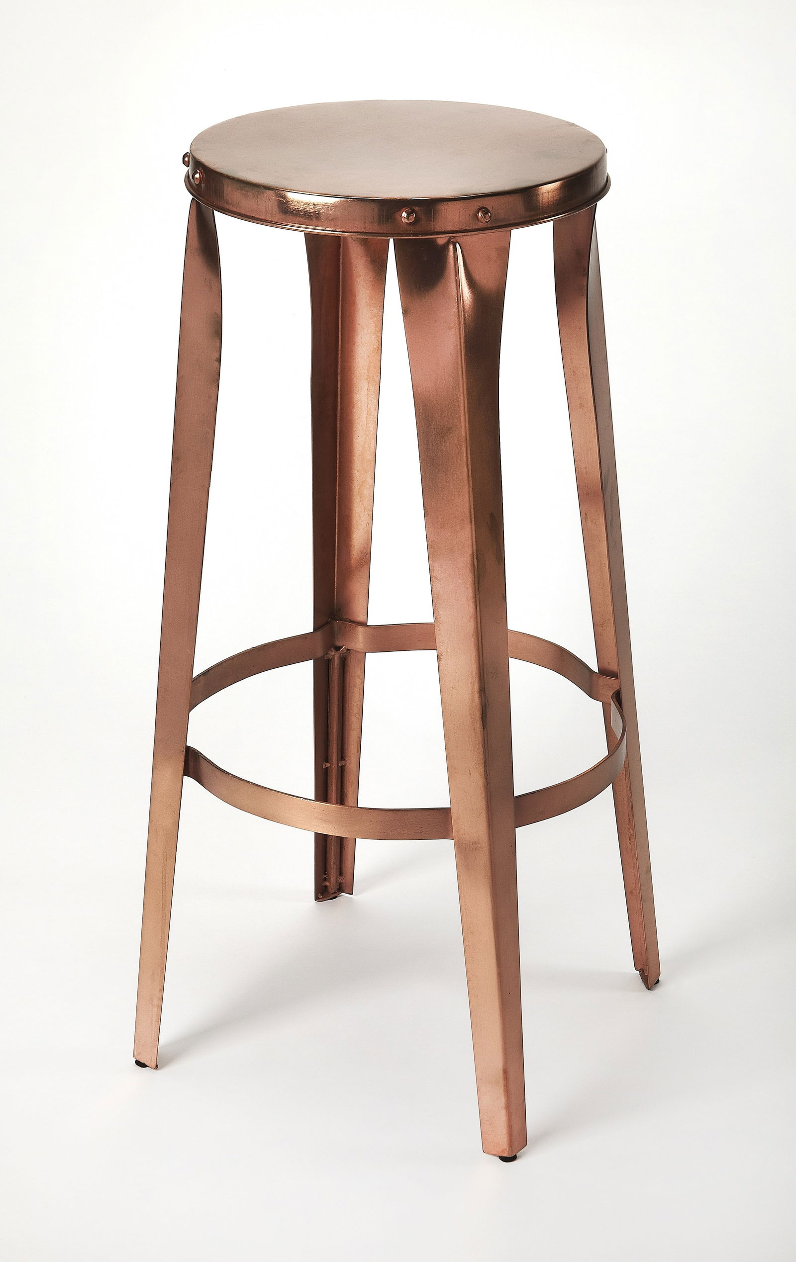Ulrich Copper Iron Bar Stool Industrial Design by Butler: Ulrich Copper Iron Bar Stool Industrial Design by Butler Introducing the Ulrich Copper Iron Bar Stool, a stunning piece that embodies industrial style with its sleek design and quality materials. Craf