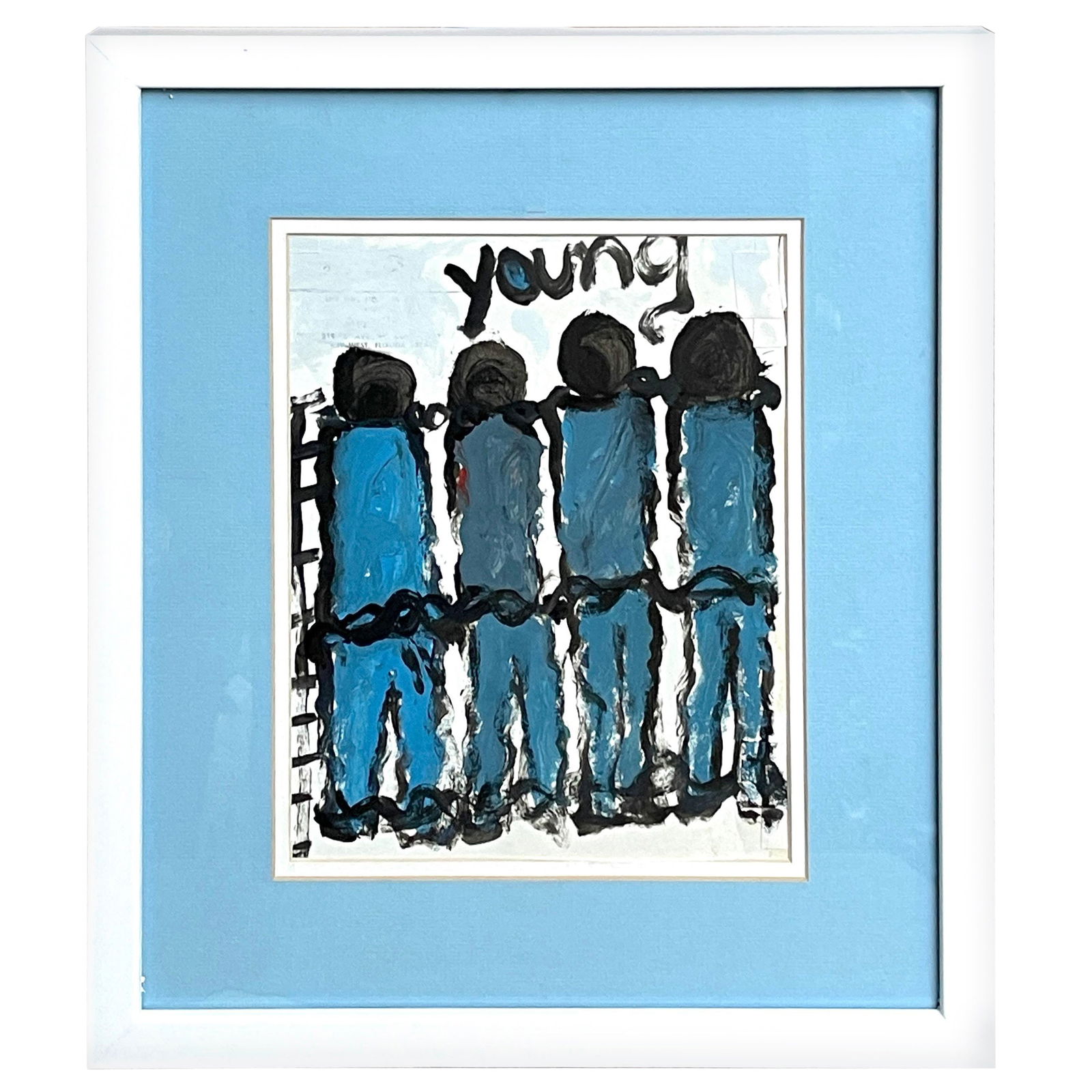 Prisoners by Purvis Young Hand-Painted Modern Art on Photograph: Prisoners by Purvis Young Hand-Painted Modern Art on Photograph Experience the thought-provoking world of 'Prisoners' by Purvis Young, a captivating artwork that resonates with depth and history. This