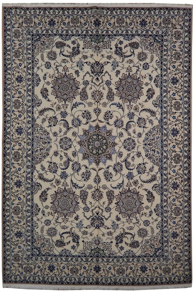 Authentic Persian Nain Rug 6.9 x 9.8 Handmade Wool Silk Signed (1 of 6)