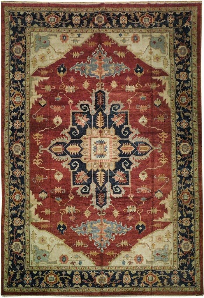 9'7" x 13'10" Deep Red Silky Wool Peshawar Rug Handmade Floral Design (1 of 6)