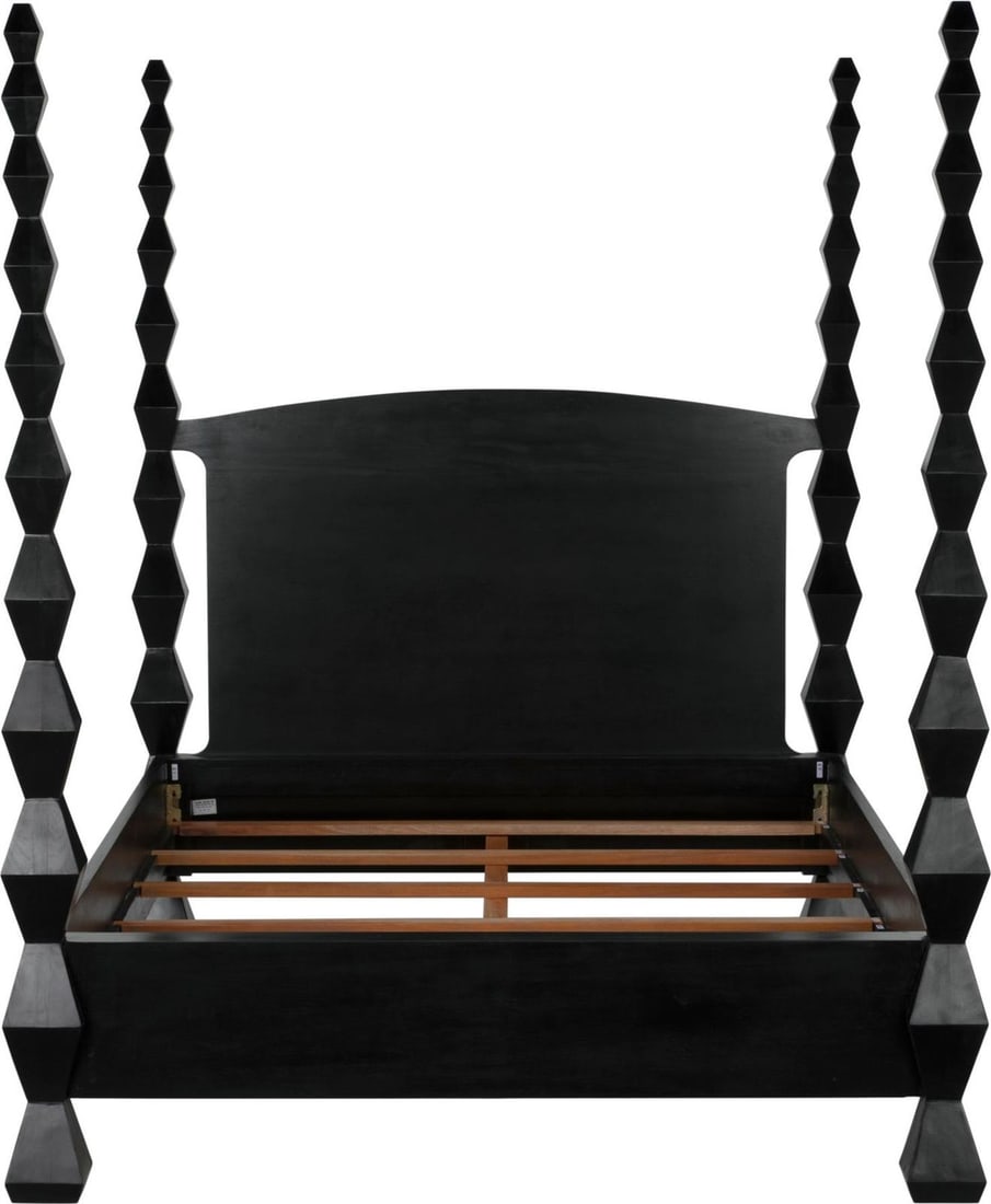 Noir Brancusi Queen Mahogany Bed Hand-Rubbed Black Finish (1 of 18)