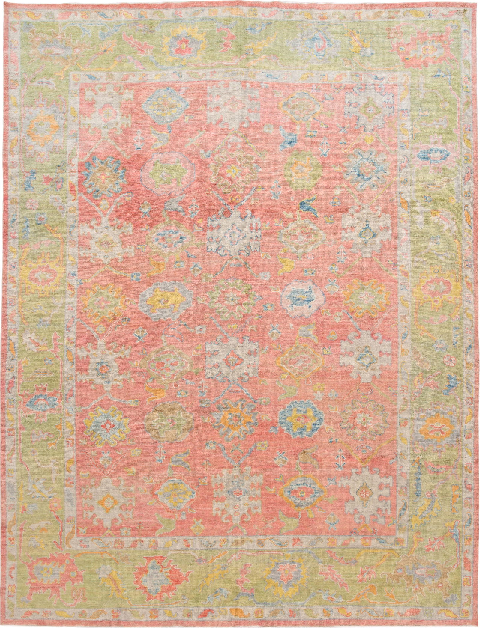 Handmade Pink Modern Oushak Wool Rug 10'8 x 14' (1 of 10)