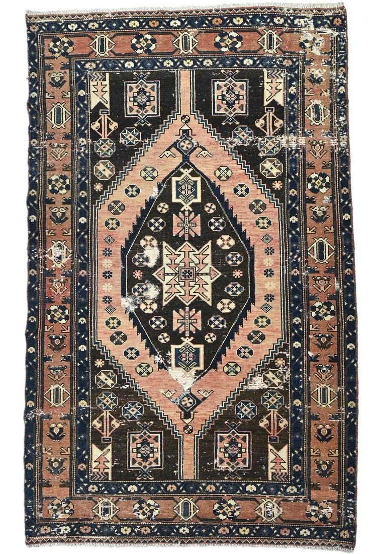 Rare Vintage Tribal Geometric Wool Rug 4'11 X 7'9 Hand-Knotted: Rare Vintage Tribal Geometric Wool Rug 4'11 X 7'9 Hand-Knotted Discover a stunning vintage tribal geometric area rug, perfect for adding character to your home. This hand-knotted carpet features muted