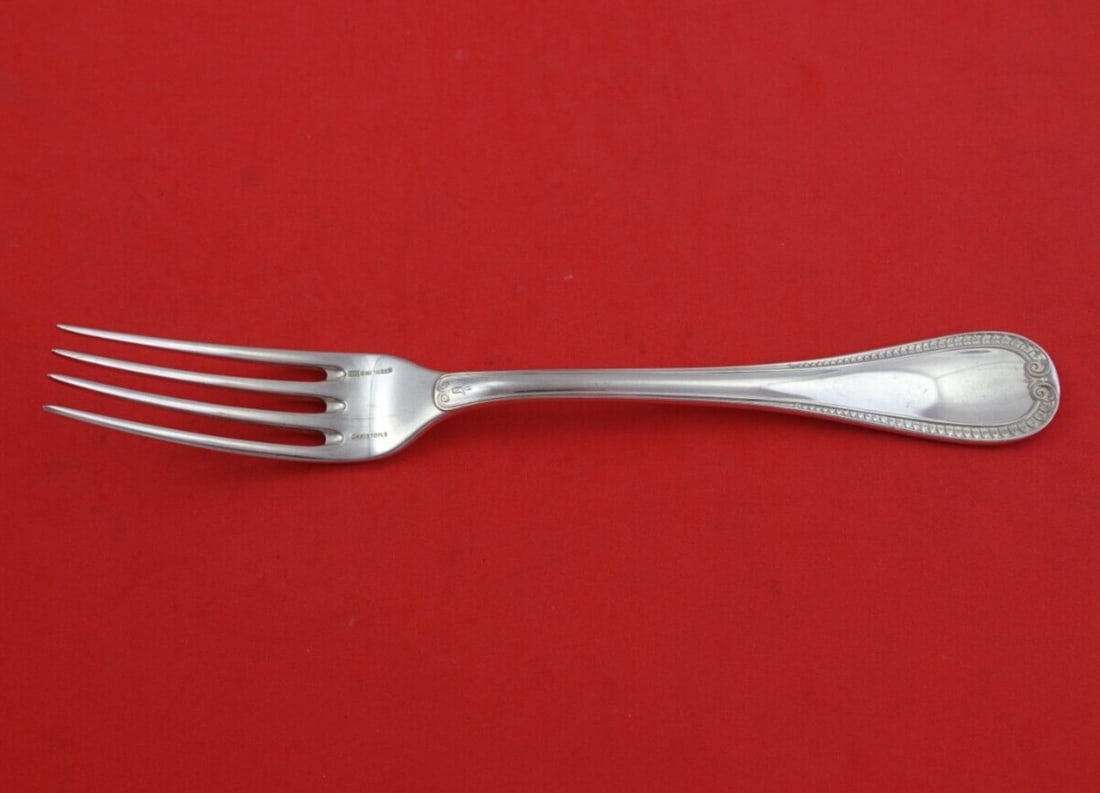 Christofle Malmaison Sterling Silver Dinner Fork 7.5 Inch Flatware: Christofle Malmaison Sterling Silver Dinner Fork 7.5 Inch Flatware This exquisite dinner fork from the Malmaison pattern by Christofle is crafted from high-quality sterling silver (.925). Measuring 7