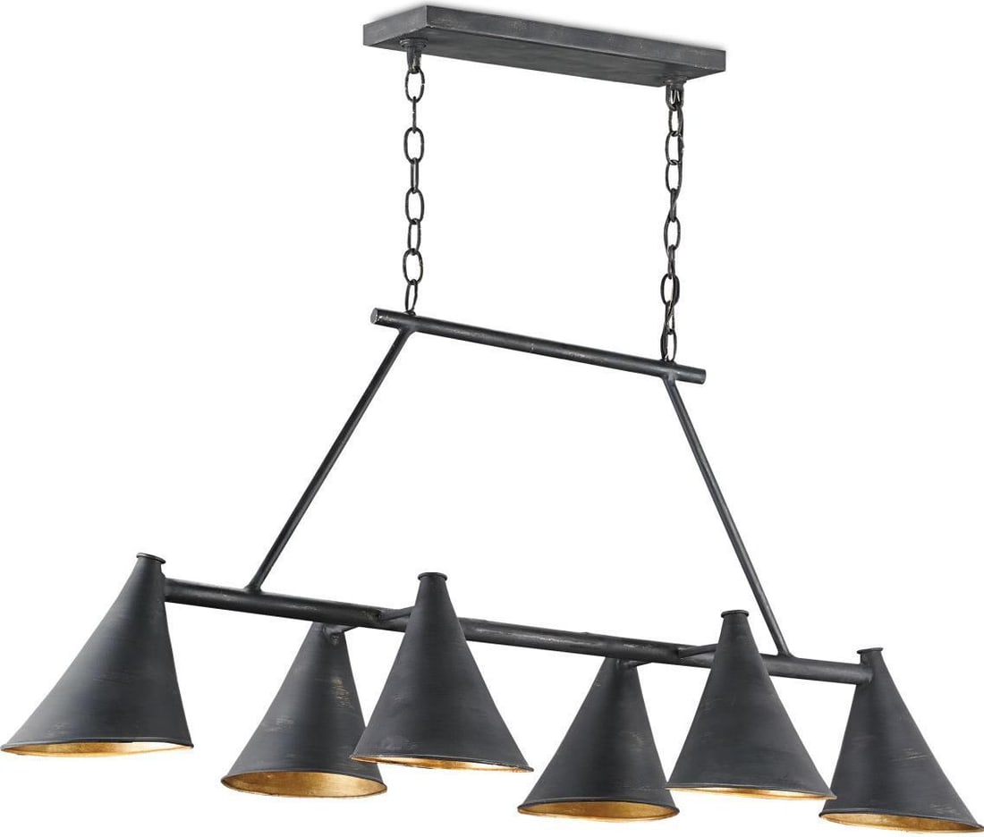 Currey Rustic Charm Culpepper Chandelier 6 Bulb Black Gold Finish (1 of 3)