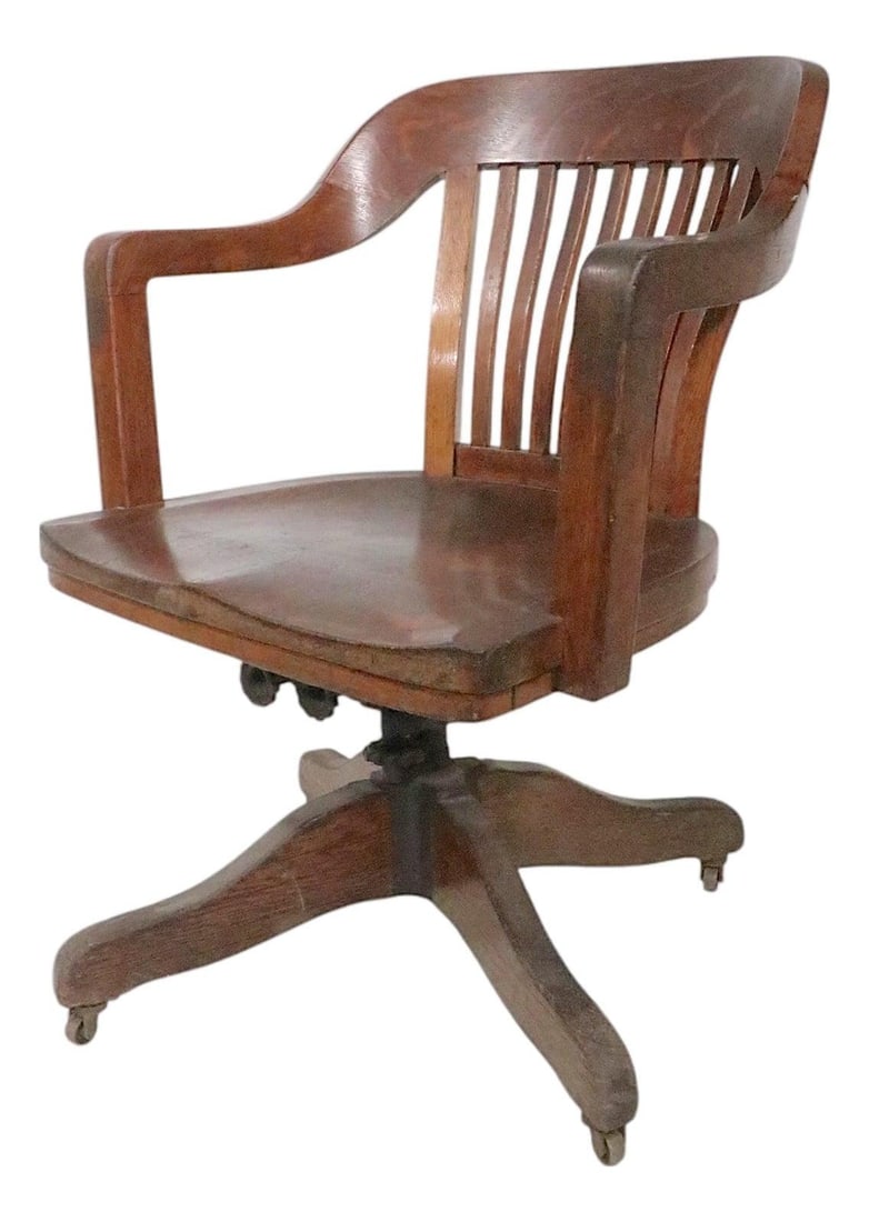 Early 20th Century Swivel Tilt Oak Desk Chair by Marble & Shattuck (1 of 10)