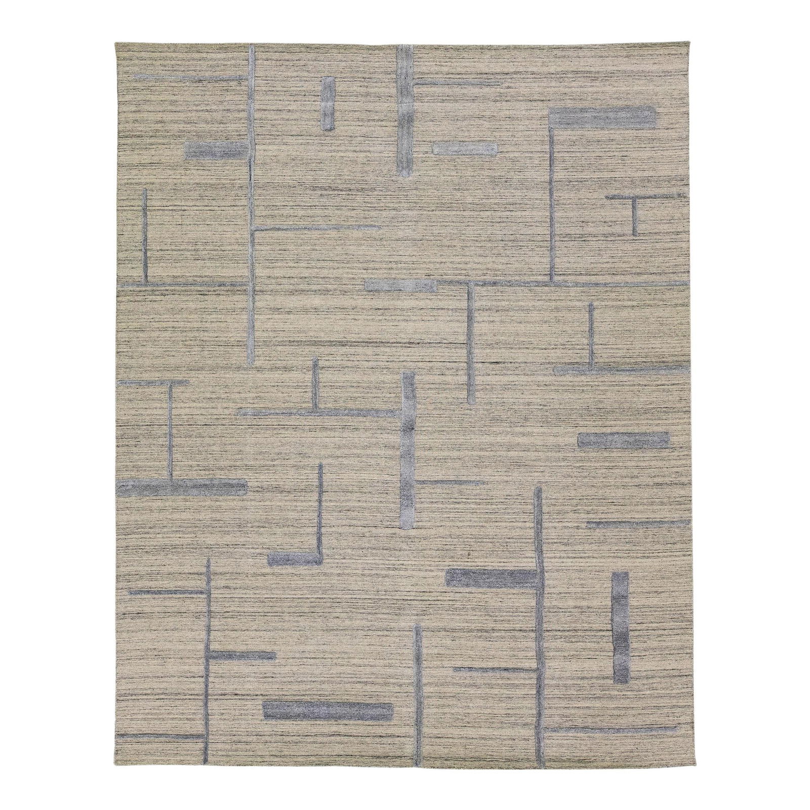 1960s Beige Handmade Wool Viscose Rug Thom Filicia Collection 8' x 10' (1 of 6)