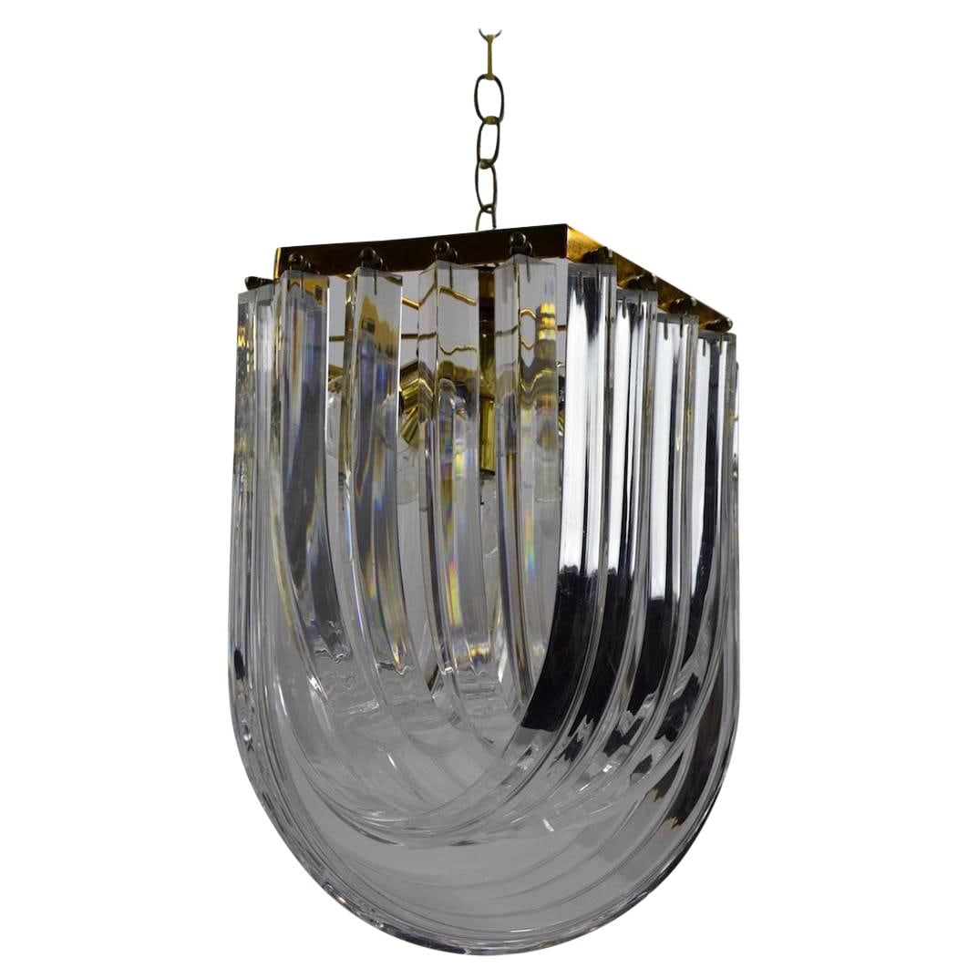 Elegant Brass Lucite Swag Chandelier with 5 Sockets (1 of 10)