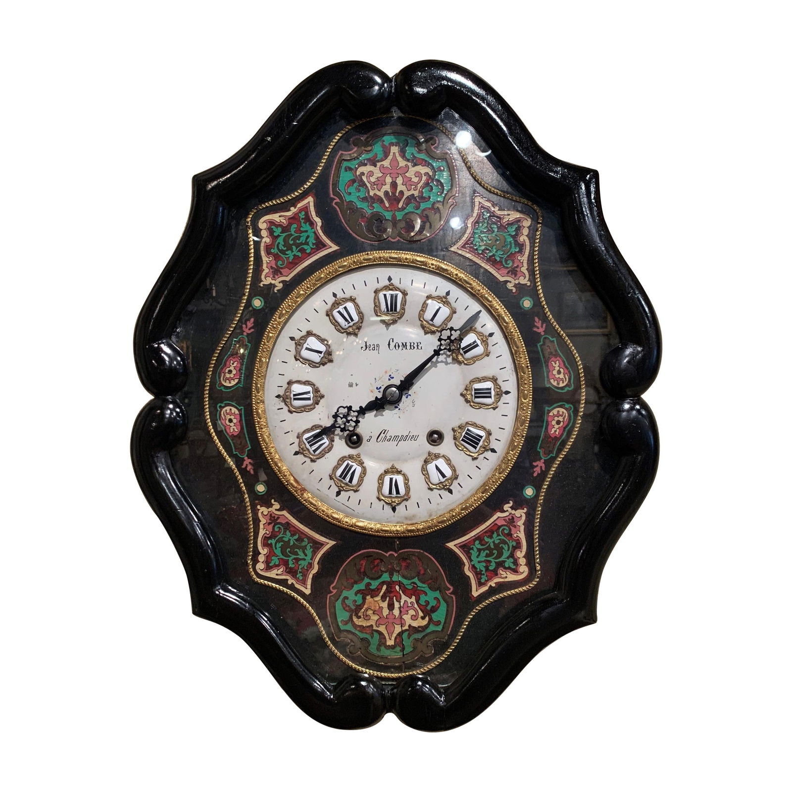 Napoleon III French Wall Clock with Boulle Inlay Signed Jean Combe (1 of 10)